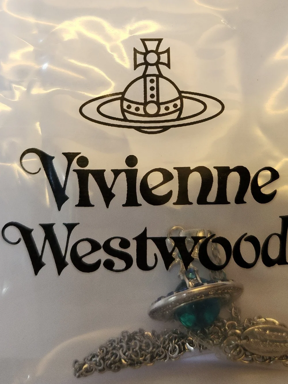 Vivienne Westwood Silver Pendant Necklace with Turquoise Blue Orb - Picture 5 of 7